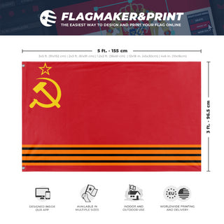 A mockup depicting custom flag specifications and measurements for 'The Union of Soviet Federative Republics flag'