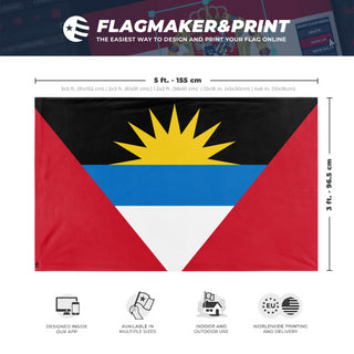 A mockup depicting custom flag specifications and measurements for 't2 flag'