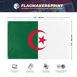 A mockup depicting custom flag specifications and measurements for 't4 flag'