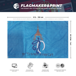 A mockup depicting custom flag specifications and measurements for 'How to get  flag'