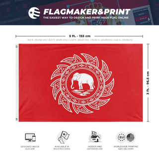 A mockup depicting custom flag specifications and measurements for 'How to get  flag'