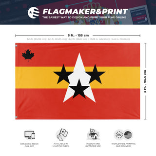 A mockup depicting custom flag specifications and measurements for 'The Canada union or TCU flag'
