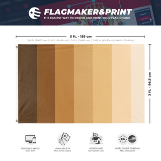A mockup depicting custom flag specifications and measurements for 'Tonebow flag'