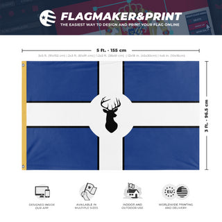 A mockup depicting custom flag specifications and measurements for 'Keplarland flag'