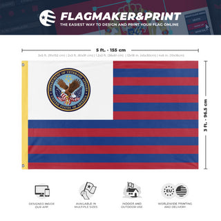 A mockup depicting custom flag specifications and measurements for 'Veterans Affairs  flag'