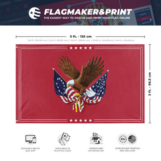 A mockup depicting custom flag specifications and measurements for 'Constitutionalist flag'