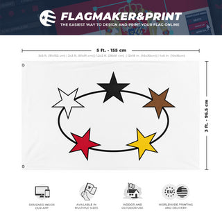A mockup depicting custom flag specifications and measurements for 'Suriname'