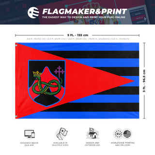 A mockup depicting custom flag specifications and measurements for 'Baptist Republic of Tennessee'