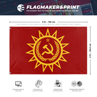 A mockup depicting custom flag specifications and measurements for 'Flag Contest'