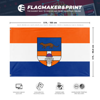 A mockup depicting custom flag specifications and measurements for 'Presidential Republic of Jasonia/Jasonia flag'