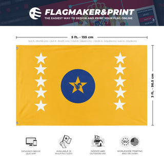 A mockup depicting custom flag specifications and measurements for 'Gavaltina flag'