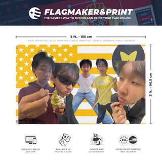 A mockup depicting custom flag specifications and measurements for 'ss flag'