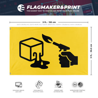 A mockup depicting custom flag specifications and measurements for 'Ice Melt flag'