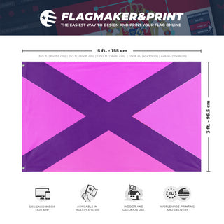 A mockup depicting custom flag specifications and measurements for 'Pink Gang  flag'