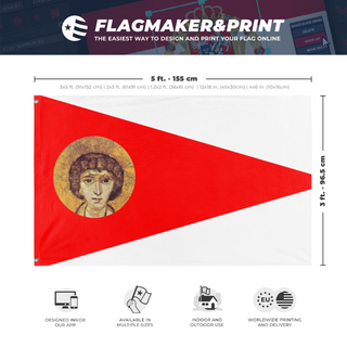 A mockup depicting custom flag specifications and measurements for 'Ghassanid Kingdom flag'