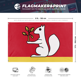 A mockup depicting custom flag specifications and measurements for 'Tullin's personal flag'