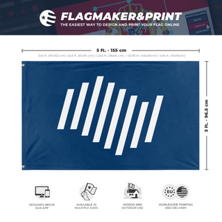 A mockup depicting custom flag specifications and measurements for 'Nordic Union Doomsday flag'