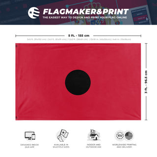 A mockup depicting custom flag specifications and measurements for 'ANZAC Poppy flag'