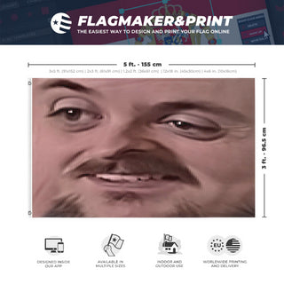 A mockup depicting custom flag specifications and measurements for 'd flag'