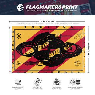 A mockup depicting custom flag specifications and measurements for 'Iwpd  flag'