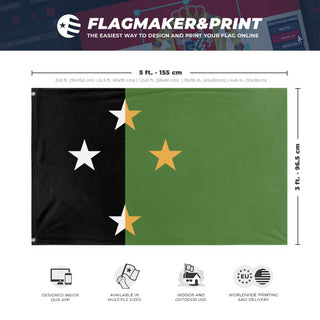 A mockup depicting custom flag specifications and measurements for 'ANZ stars and stripe flag'