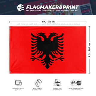 A mockup depicting custom flag specifications and measurements for 'T flag'