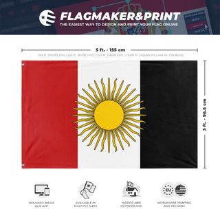 A mockup depicting custom flag specifications and measurements for 'EgyptEmpire flag'