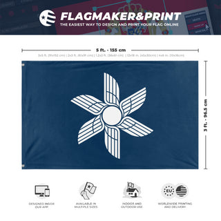 A mockup depicting custom flag specifications and measurements for 'r flag'