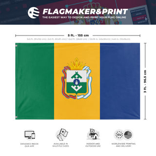 A mockup depicting custom flag specifications and measurements for 'L'bania flag'