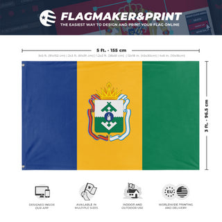 A mockup depicting custom flag specifications and measurements for 'L'bania flag'