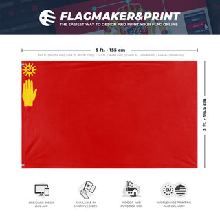 A mockup depicting custom flag specifications and measurements for 'no idea flag'
