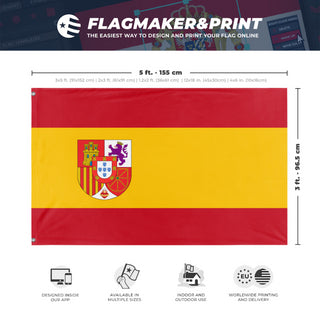 A mockup depicting custom flag specifications and measurements for 'New Requete flag'
