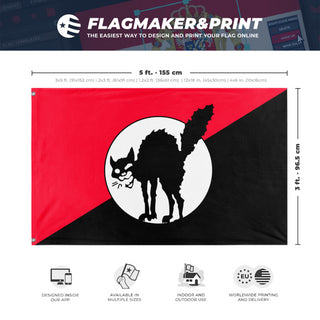 A mockup depicting custom flag specifications and measurements for 'Corrected IWW  flag'