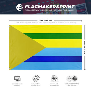 A mockup depicting custom flag specifications and measurements for 'Bonuthen flag'