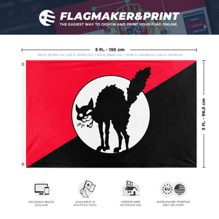 A mockup depicting custom flag specifications and measurements for 'Sabocat 3.0 flag'