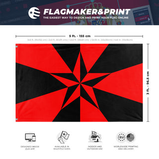 A mockup depicting custom flag specifications and measurements for 'Libertarian Socialist flag'