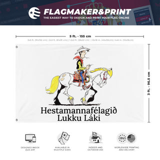 A mockup depicting custom flag specifications and measurements for 'x flag'