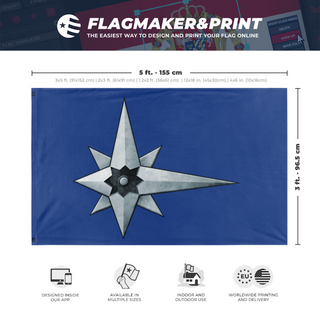A mockup depicting custom flag specifications and measurements for 'First Star League flag'