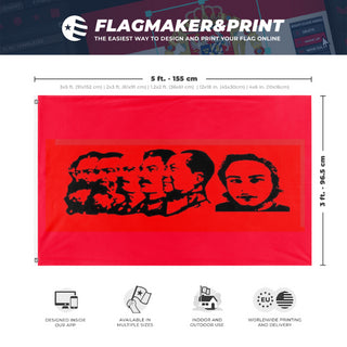 A mockup depicting custom flag specifications and measurements for 'TIMISM  flag'