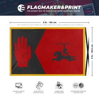 A mockup depicting custom flag specifications and measurements for 'Ashkavari flag'