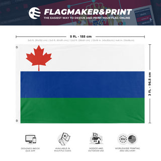 A mockup depicting custom flag specifications and measurements for 'Great Lakes Regional Authority flag'