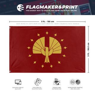 A mockup depicting custom flag specifications and measurements for 'PANEM flag'
