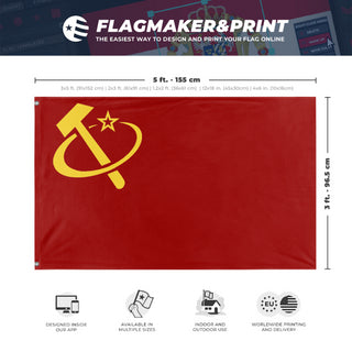 A mockup depicting custom flag specifications and measurements for 'United Soviet Federation flag'