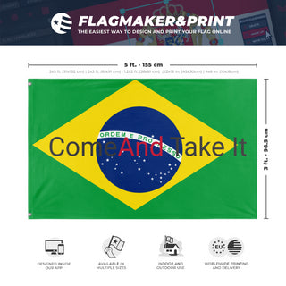 A mockup depicting custom flag specifications and measurements for 'test 3 flag'