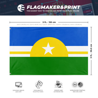 A mockup depicting custom flag specifications and measurements for 'Superior'