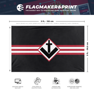 A mockup depicting custom flag specifications and measurements for 'poland flag'