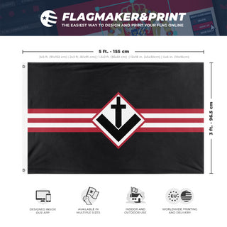 A mockup depicting custom flag specifications and measurements for 'Poland flag'