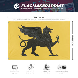 A mockup depicting custom flag specifications and measurements for 'Tartaria flag'