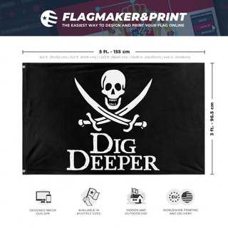 A mockup depicting custom flag specifications and measurements for 'jolly flag'