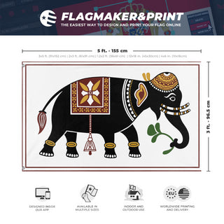 A mockup depicting custom flag specifications and measurements for 'ss flag'